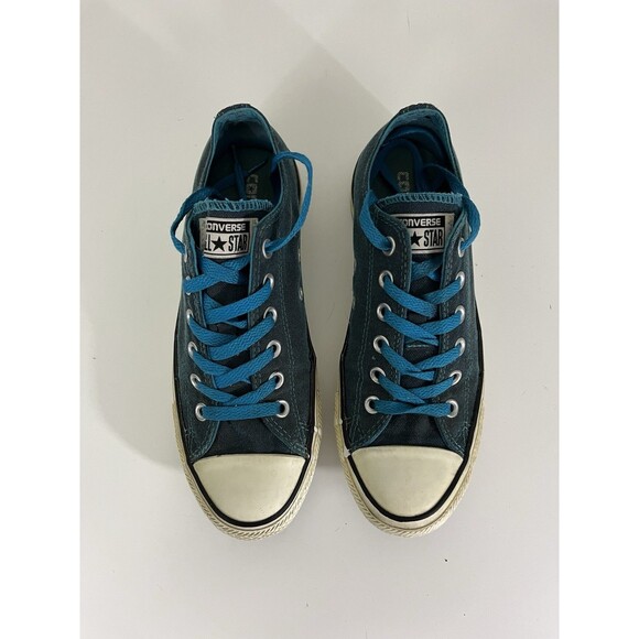 Converse All Star Womens Teal Canvas Size 8 Low Top Blue Laces Grunge - Picture 12 of 12